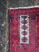 Load image into Gallery viewer, 2'12" X 4'5" - Vintage Afghan Baluch (Baluchi) Tribal Hand-Knotted Wool Rug - Madder Red, Ivory & Indigo - 91 X 135 Cm