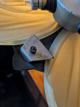 Load image into Gallery viewer, Vintage Art Deco Shell Flower Pendant Light With Frosted Glass Shades, 4-Light Brass Tone Chandelier