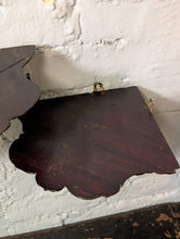 Load image into Gallery viewer, Antique Carved Wooden Corner Wall Brackets Pair - Gothic Revival Grotesque Mask Corbels - 21cm Tall x 23cm