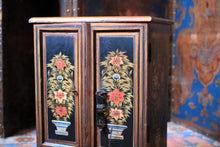 Load image into Gallery viewer, Hand Painted Indian Folk Art Cabinet With Floral Panels - Small Storage Cupboard With Drawer