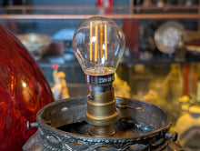 Load image into Gallery viewer, 1950's Large Carl Falkenstein Table Lamp With Ruby Red Embossed Glass Shade - Rewired