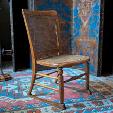 Load image into Gallery viewer, Antique Elm Cane Chair With Woven Seat & Back - Petite Occasional Or Child’s Chair