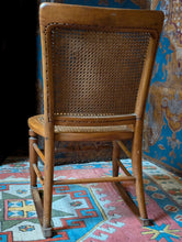 Load image into Gallery viewer, Antique Elm Cane Chair With Woven Seat & Back - Petite Occasional Or Child’s Chair