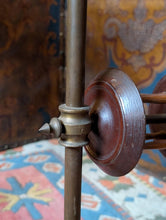 Load image into Gallery viewer, Antique Double Spool Stand - Turned Wood Reels On Metal Pole - Atelier Sewing Thread Holder