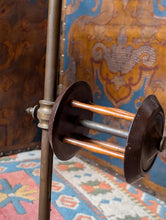 Load image into Gallery viewer, Antique Double Spool Stand - Turned Wood Reels On Metal Pole - Atelier Sewing Thread Holder