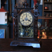 Load image into Gallery viewer, Antique Victorian Mantel Clock With Architectural Columns – 46cm / 18.1" Tall