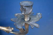 Load image into Gallery viewer, Antique Rococo Revival Wall Sconces – Pair Of Gilt Metal Two-Light Candle Holders