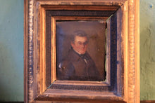 Load image into Gallery viewer, Antique Miniature Portrait In Gilt Frame – Small Framed Gentleman Painting – 9 x 8 cm