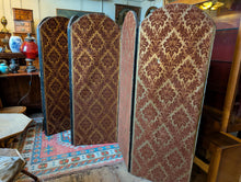 Load image into Gallery viewer, Antique Six-Panel Folding Screen Room Divider - Blue & Gilt Baroque Panels With Damask Reverse - Approx 1.8m Tall