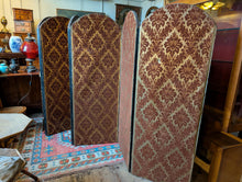 Load image into Gallery viewer, Antique Six-Panel Folding Screen Room Divider - Blue & Gilt Baroque Panels With Damask Reverse - 1.8m Tall
