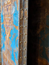 Load image into Gallery viewer, Antique Six-Panel Folding Screen Room Divider - Blue & Gilt Baroque Panels With Damask Reverse - Approx 1.8m Tall