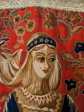 Load image into Gallery viewer, Vintage Medieval Style Woven Tapestry Wall Hanging With Falconer & Lion - 121.5 x 77 cm - With 146 cm Pole