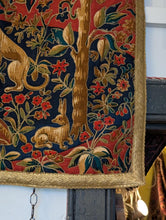 Load image into Gallery viewer, Vintage Medieval Style Woven Tapestry Wall Hanging With Falconer & Lion - 121.5 x 77 cm - With 146 cm Pole