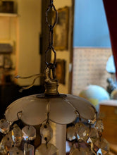 Load image into Gallery viewer, Vintage C.1930's Crystal 3-Arm Chandelier With Chrome Arms & Frosted Glass Stem - Ship’s Cabin Provenance