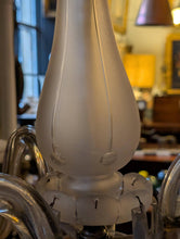 Load image into Gallery viewer, Vintage C.1930's Crystal 3-Arm Chandelier With Chrome Arms & Frosted Glass Stem - Ship’s Cabin Provenance