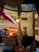 Load image into Gallery viewer, Vintage C.1930 Brass 4-Arm Chandelier With Frosted Etched Glass Bowl Shade - Neoclassical Empire Revival Ceiling Light