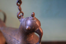 Load image into Gallery viewer, Antique Indian Hanging Diya Oil Lamp - Bird Form Bronze Temple Lantern