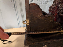 Load image into Gallery viewer, Antique Carved Wooden Corner Wall Brackets Pair - Gothic Revival Grotesque Mask Corbels - 21cm Tall x 23cm