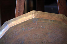 Load image into Gallery viewer, Large Antique Islamic Brass Tray - Arabic Calligraphy - Octagonal Engraved Serving Tray - 59cm / 23.2in