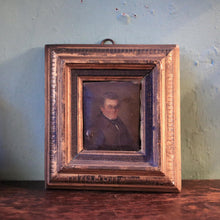 Load image into Gallery viewer, Antique Miniature Portrait In Gilt Frame – Small Framed Gentleman Painting – 9 x 8 cm