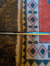 Load image into Gallery viewer, 4'3" x 3'2" - Vintage Anatolian Geometric Wool Rug - Terracotta Orange, Sky Blue & Soft Ivory - 129 x 96 cm