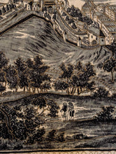 Load image into Gallery viewer, Vintage Salzburg Scenic Tapestry Wall Hanging - Black & Cream Toile Landscape - 115 x 72 cm