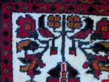 Load image into Gallery viewer, 3'7" x 6'5" - Vintage Afghan Baluch (Baluchi) Tribal Hand-Knotted Wool Rug - Madder Red, Indigo & Ivory - 109 x 196 cm