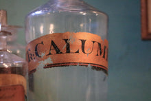Load image into Gallery viewer, Antique Apothecary Chemist Bottles Set - Labeled Glass Stoppered Pharmacy Jars - Largest 24cm (9.4")