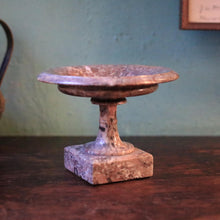 Load image into Gallery viewer, Antique Marble Tazza Pedestal Dish - Neoclassical Vanity Trinket Bowl - 14cm Diameter x 10cm Tall