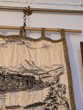 Load image into Gallery viewer, Vintage Salzburg Scenic Tapestry Wall Hanging - Black & Cream Toile Landscape - 115 x 72 cm