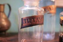 Load image into Gallery viewer, Antique Apothecary Chemist Bottles Set - Labeled Glass Stoppered Pharmacy Jars - Largest 24cm (9.4")