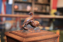 Load image into Gallery viewer, Antique Black Forest Cigar Cabinet - Carved Bird Lid - 23 X 20 X 23 Cm
