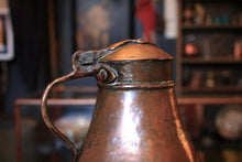 Load image into Gallery viewer, Antique Large Copper Lidded Water Jug - Rustic Farmhouse Ewer Pitcher - 41cm / 16.1in
