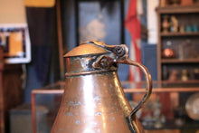 Load image into Gallery viewer, Antique Large Copper Lidded Water Jug - Rustic Farmhouse Ewer Pitcher - 41cm / 16.1in