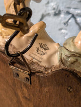 Load image into Gallery viewer, Vintage C.1950's Sherholtz Dresden Hand-Painted Porcelain Cherub Wall Mirror - VNP - Rose Garland Rococo - 63 x 24 cm