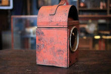 Load image into Gallery viewer, Vintage Railway Signal Lamp - Distressed Red Oil Lantern With Twin Red Lenses - 35cm