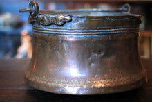 Load image into Gallery viewer, Antique Ottoman Copper Cauldron Pot With Bail Handle - Planter - Jardiniere - 27 Cm / 10.6 In Wide - 19 Cm / 7.5 Tall