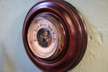 Load image into Gallery viewer, Antique Round Wall Barometer In Polished Mahogany Case - Rain Change Fair Dial
