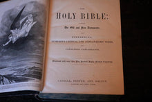 Load image into Gallery viewer, Antique Victorian Holy Bible Illustrated - Cassell Petter & Galpin - Leather Bound Gilt Spine - Over 900 Engravings - C.1860