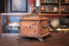 Load image into Gallery viewer, Antique Black Forest Cigar Cabinet - Carved Bird Lid - 23 X 20 X 23 Cm
