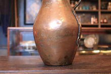 Load image into Gallery viewer, Antique Large Copper Lidded Water Jug - Rustic Farmhouse Ewer Pitcher - 41cm / 16.1in