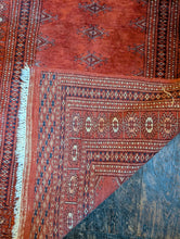 Load image into Gallery viewer, 5'7" x 3'0" - Vintage Afghan Turkmen Bokhara Hand Knotted Wool Rug - Rust Red & Geometric Motifs - 169 x 92 cm