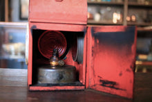Load image into Gallery viewer, Vintage Railway Signal Lamp - Distressed Red Oil Lantern With Twin Red Lenses - 35cm