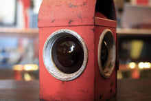 Load image into Gallery viewer, Vintage Railway Signal Lamp - Distressed Red Oil Lantern With Twin Red Lenses - 35cm