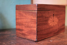 Load image into Gallery viewer, Antique Georgian Inlaid Wooden Tea Caddy - 23 x 12 x 14 cm (9.1" x 4.7" x 5.5")