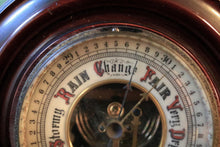Load image into Gallery viewer, Antique Round Wall Barometer In Polished Mahogany Case - Rain Change Fair Dial