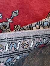 Load image into Gallery viewer, 2'5" x 4'8" - Vintage Turkish Hand Knotted Prayer Rug - Crimson Red & Dove Grey Blue - 74 x 143 cm