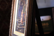 Load image into Gallery viewer, Antique Framed Oil Painting On Board - Courtyard Lady & Doves Scene - Ornate Gilt Wood Frame - 31 x 39 cm