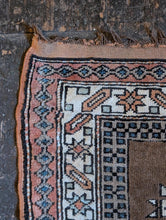 Load image into Gallery viewer, 6'3" x 4'4" - Vintage Anatolian Kars Kazak Geometric Wool Rug - Cocoa Brown, Ivory & Blue - 190 x 132 cm