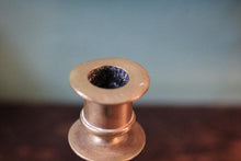 Load image into Gallery viewer, Pair Of Antique Brass Candlesticks - 17 Cm / 6.7 In - Turned Stems - Scalloped Bases